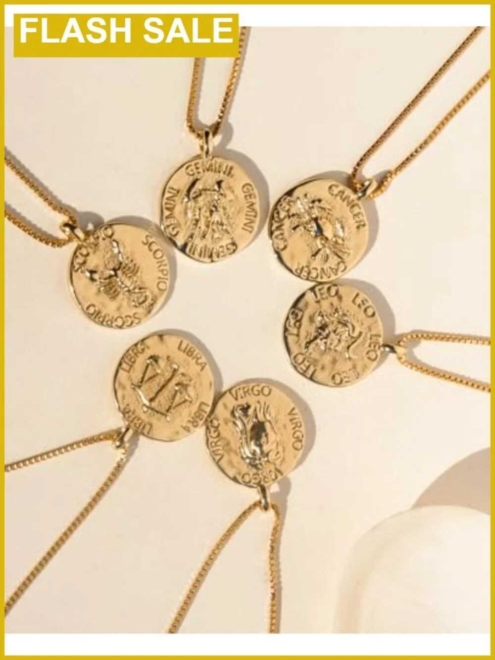 Horoscope Necklace Gold PVD Coated Adjustable 16-18